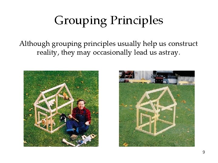 Grouping Principles Although grouping principles usually help us construct reality, they may occasionally lead