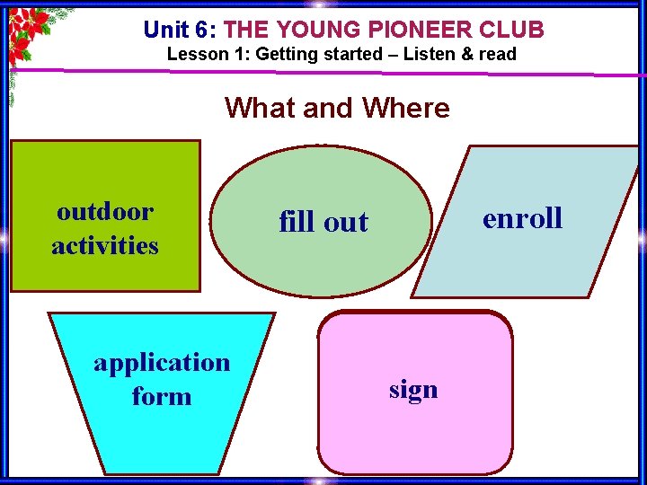 Unit 6: THE YOUNG PIONEER CLUB Lesson 1: Getting started – Listen & read