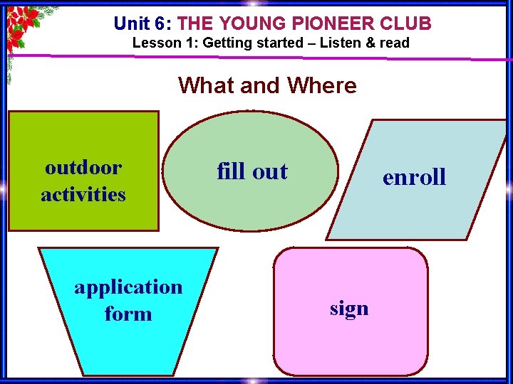 Unit 6: THE YOUNG PIONEER CLUB Lesson 1: Getting started – Listen & read