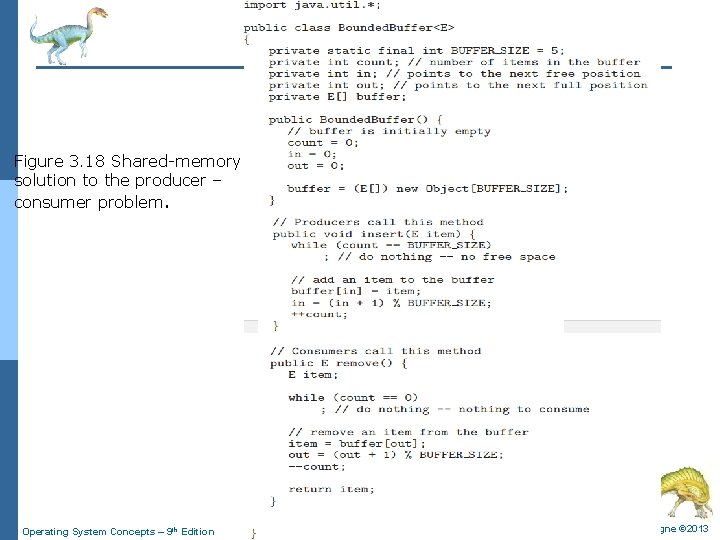 Figure 3. 18 Shared-memory solution to the producer – consumer problem. Operating System Concepts