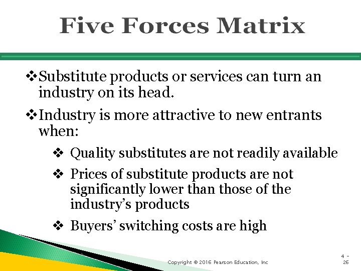 v. Substitute products or services can turn an industry on its head. v. Industry