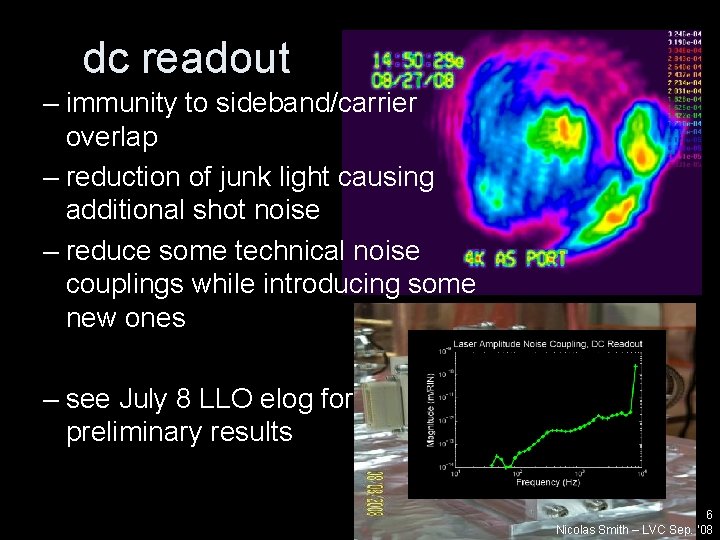 dc readout – immunity to sideband/carrier overlap – reduction of junk light causing additional