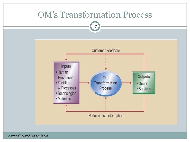 OM’s Transformation Process 7 Zampello and Associates 