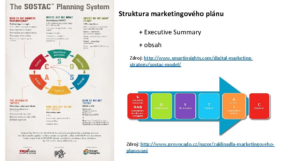 Struktura marketingového plánu + Executive Summary + obsah Zdroj: http: //www. smartinsights. com/digital-marketingstrategy/sostac-model/ Zdroj: