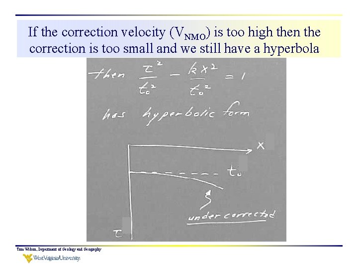 If the correction velocity (VNMO) is too high then the correction is too small