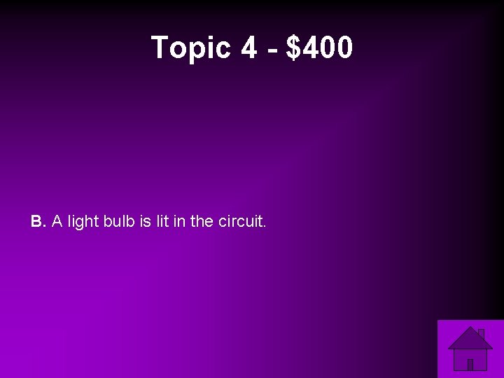 Topic 4 - $400 B. A light bulb is lit in the circuit. 