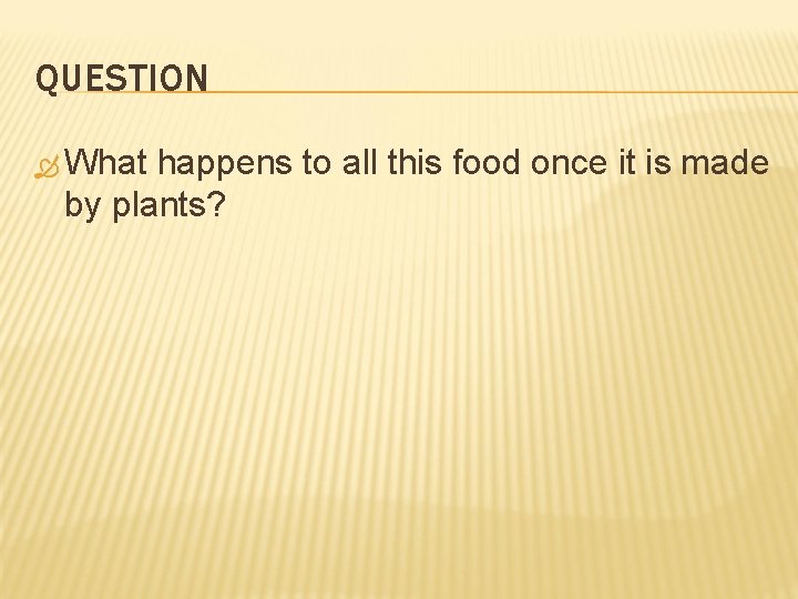 QUESTION What happens to all this food once it is made by plants? 