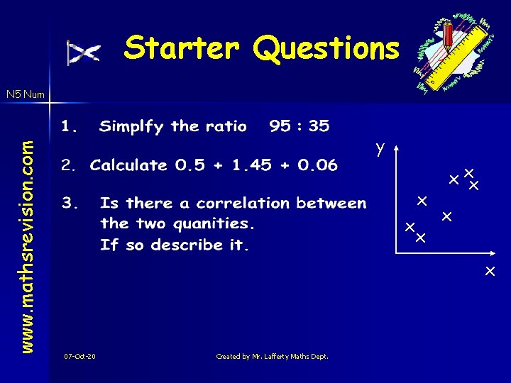 Starter Questions www. mathsrevision. com N 5 Num y x x xx x x