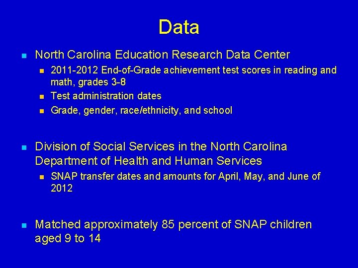 Data n North Carolina Education Research Data Center n n Division of Social Services