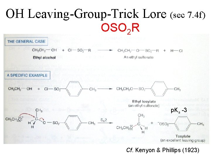 OH Leaving-Group-Trick Lore (sec 7. 4 f) OSO 2 R p. Ka -3 Cf.