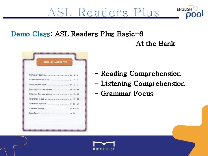 Demo Class: ASL Readers Plus Basic-6 At the Bank - Reading Comprehension - Listening