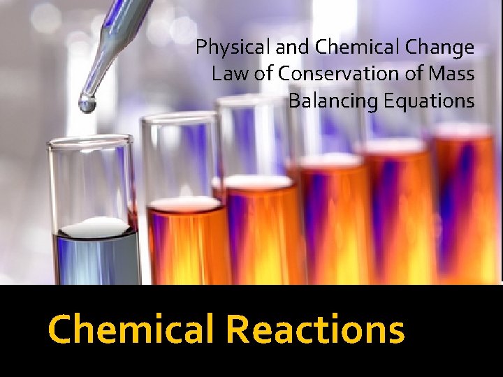 Physical and Chemical Change Law of Conservation of Mass Balancing Equations Chemical Reactions 