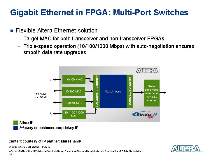 Gigabit Ethernet in FPGA: Multi-Port Switches n Flexible Altera Ethernet solution - Target MAC Gigabit Ethernet in FPGA: Multi-Port Switches n Flexible Altera Ethernet solution - Target MAC