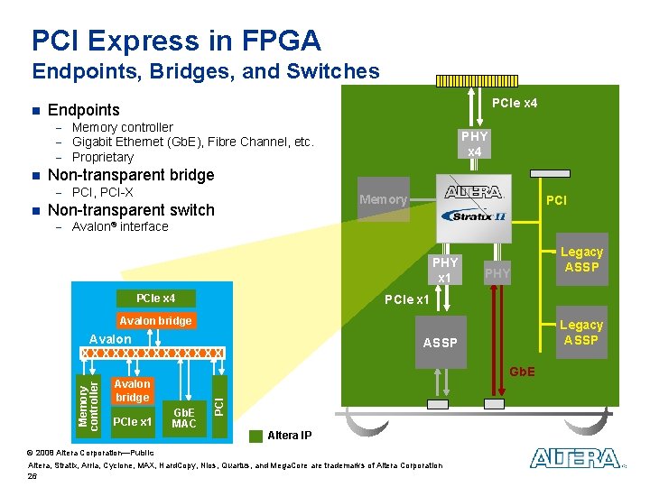 PCI Express in FPGA Endpoints, Bridges, and Switches n PCIe x 4 Endpoints - PCI Express in FPGA Endpoints, Bridges, and Switches n PCIe x 4 Endpoints -
