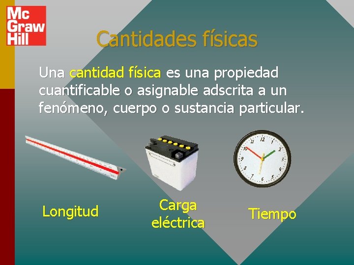 Cantidades físicas Una cantidad física es una propiedad cuantificable o asignable adscrita a un
