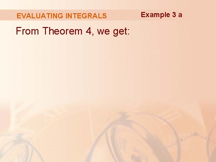 EVALUATING INTEGRALS From Theorem 4, we get: Example 3 a 