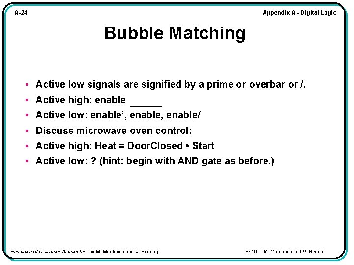 Appendix A - Digital Logic A-24 Bubble Matching • Active low signals are signified