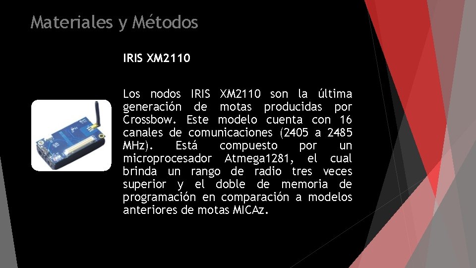 Materiales y Métodos IRIS XM 2110 Los nodos IRIS XM 2110 son la última