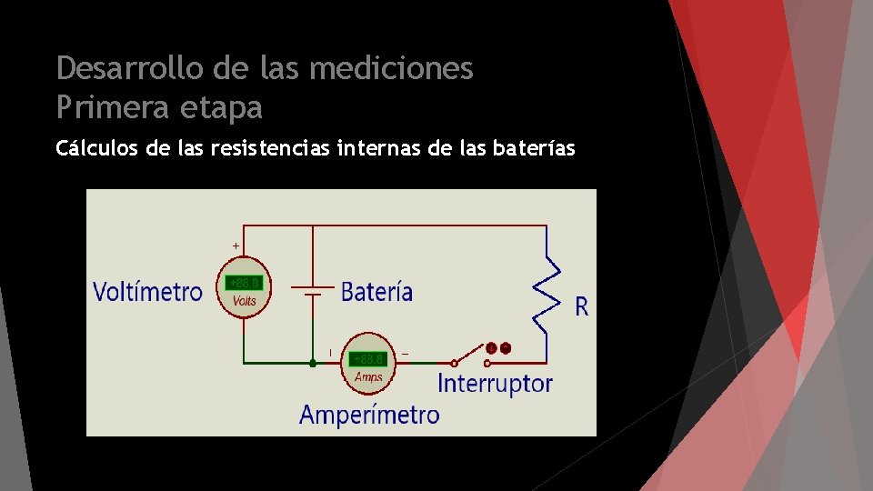 Desarrollo de las mediciones Primera etapa Cálculos de las resistencias internas de las baterías