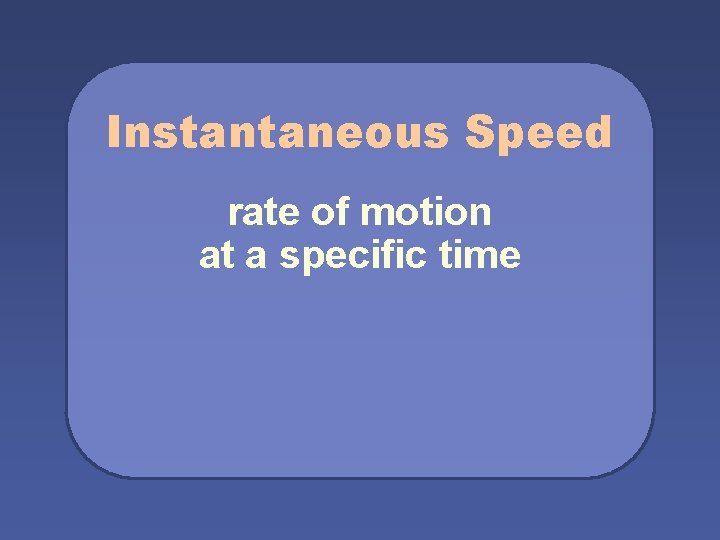 Instantaneous Speed rate of motion at a specific time 