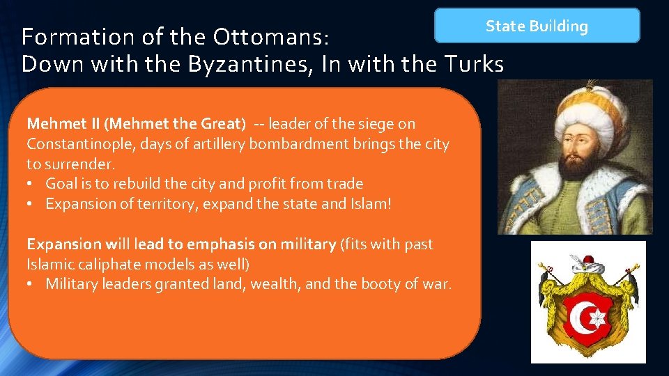 State Building Formation of the Ottomans: Down with the Byzantines, In with the Turks