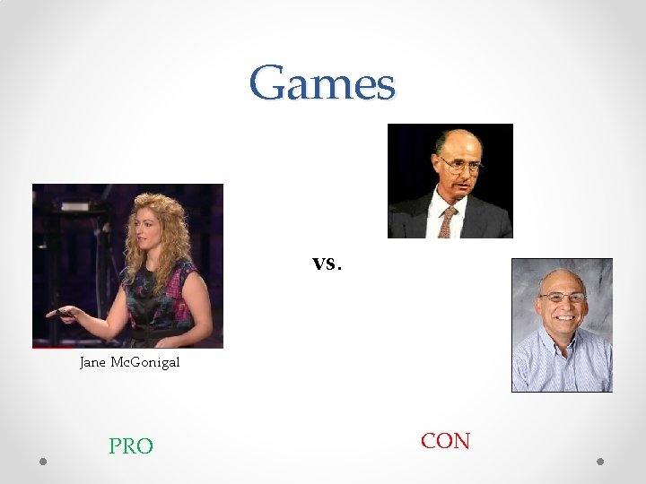 Games vs. Jane Mc. Gonigal PRO CON 