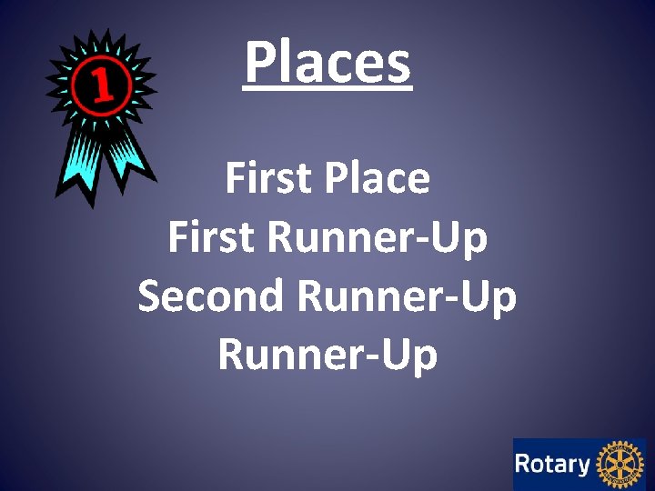 Places First Place First Runner-Up Second Runner-Up Places First Place First Runner-Up Second Runner-Up