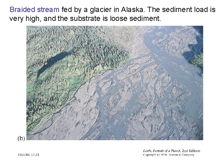 Braided stream fed by a glacier in Alaska. The sediment load is very high,