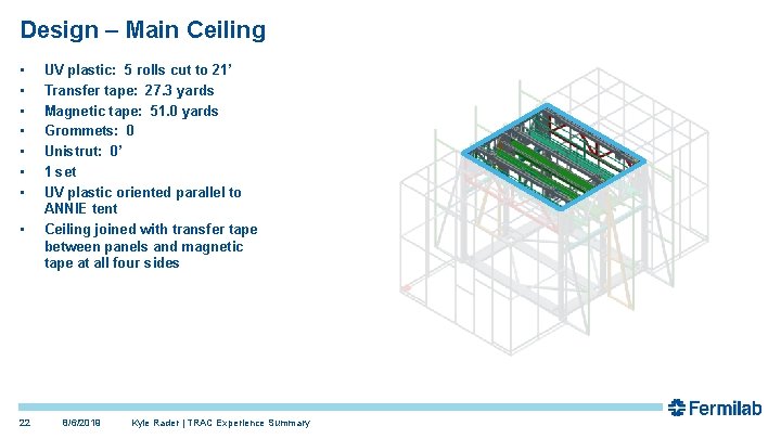 Design – Main Ceiling • • 22 UV plastic: 5 rolls cut to 21’ Design – Main Ceiling • • 22 UV plastic: 5 rolls cut to 21’
