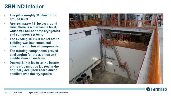 SBN-ND Interior • • • 25 The pit is roughly 34’ deep from ground SBN-ND Interior • • • 25 The pit is roughly 34’ deep from ground