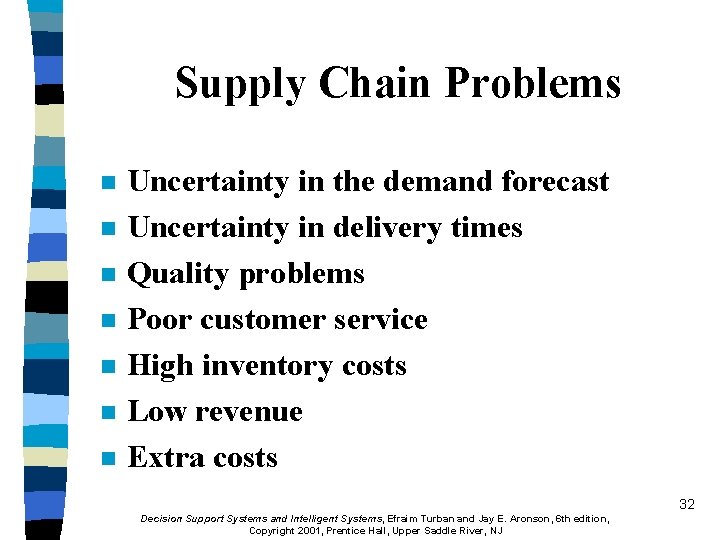 Supply Chain Problems n n n n Uncertainty in the demand forecast Uncertainty in