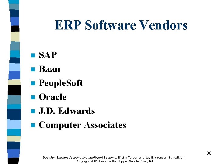 ERP Software Vendors n n n SAP Baan People. Soft Oracle J. D. Edwards