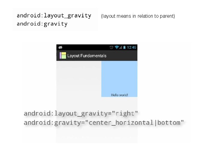 (layout means in relation to parent) (layout means in relation to parent)