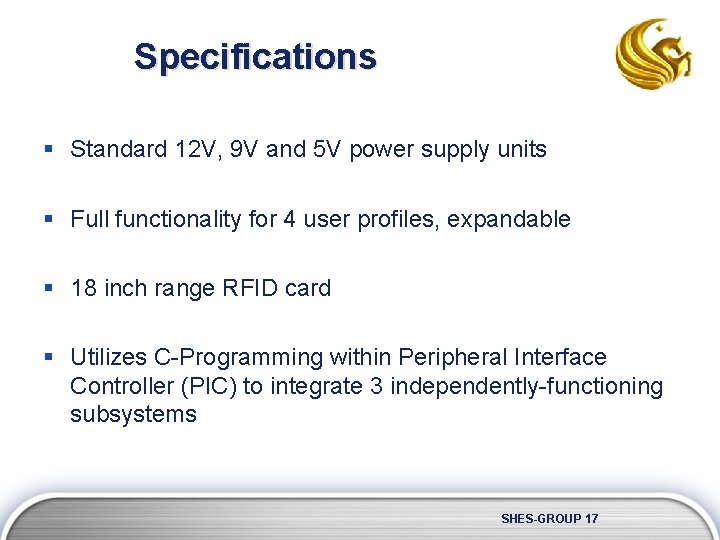 Specifications § Standard 12 V, 9 V and 5 V power supply units §