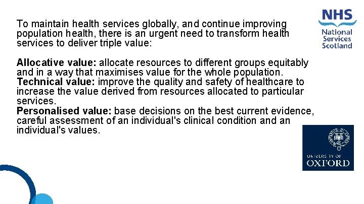 To maintain health services globally, and continue improving population health, there is an urgent