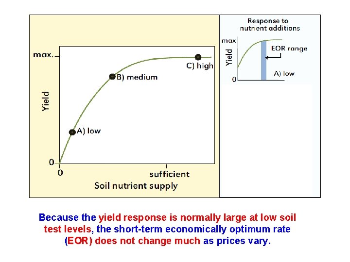 Because the yield response is normally large at low soil test levels, the short-term