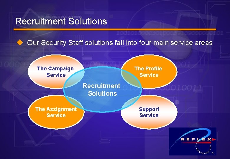 Recruitment Solutions u Our Security Staff solutions fall into four main service areas The
