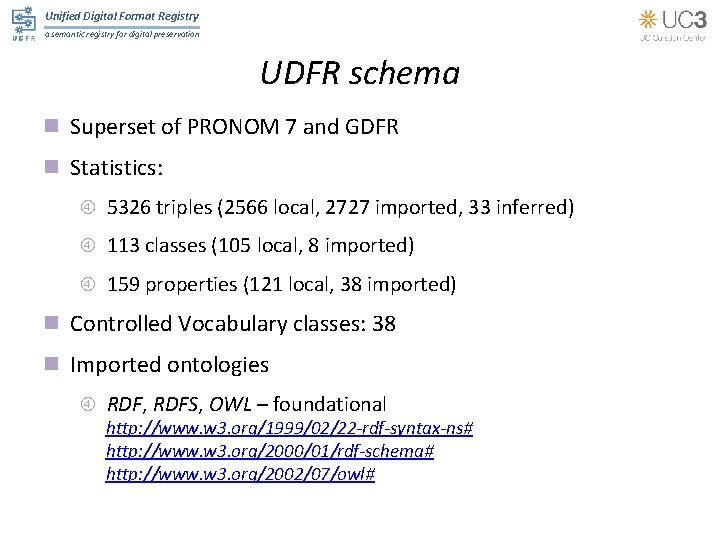 Unified Digital Format Registry a semantic registry for digital preservation UDFR schema n Superset