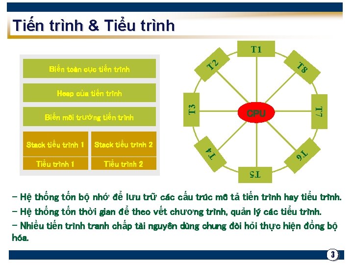 Tiến trình & Tiểu trình T 1 T 8 T 2 Biến toàn cục