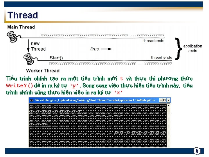 Thread Tiểu trình chính tạo ra một tiểu trình mới t và thực thi