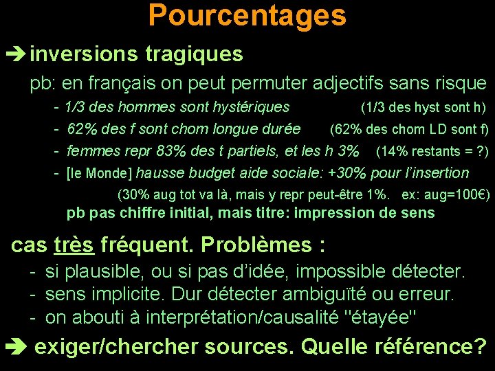 Pourcentages inversions tragiques pb: en français on peut permuter adjectifs sans risque - 1/3