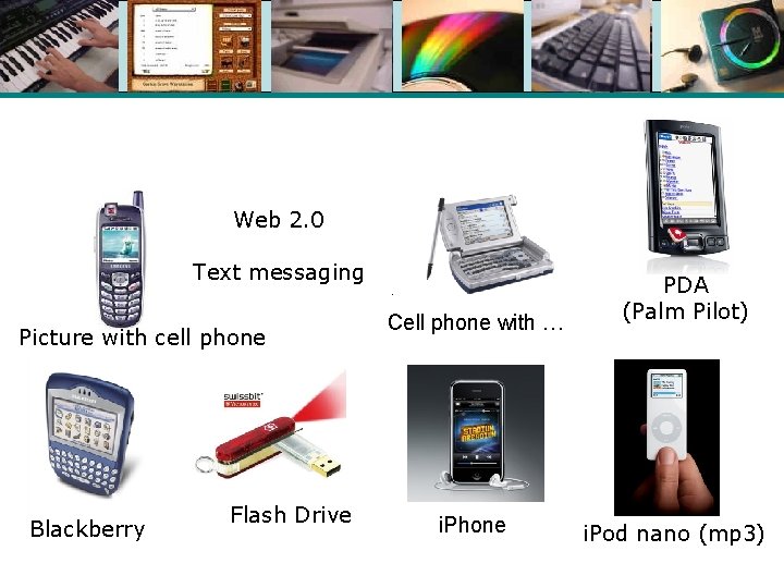 Web 2. 0 Text messaging Picture with cell phone Blackberry Flash Drive Cell phone