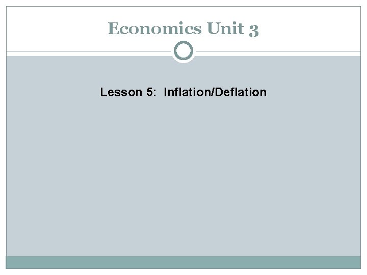 Economics Unit 3 Lesson 5: Inflation/Deflation 