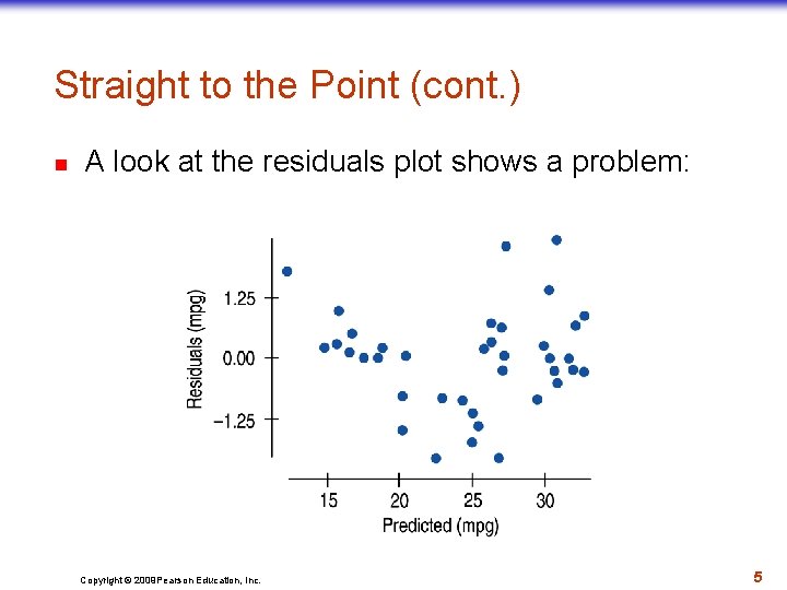 Straight to the Point (cont. ) n A look at the residuals plot shows