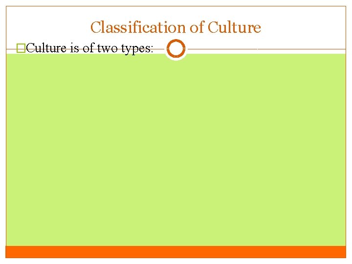 Classification of Culture �Culture is of two types: 