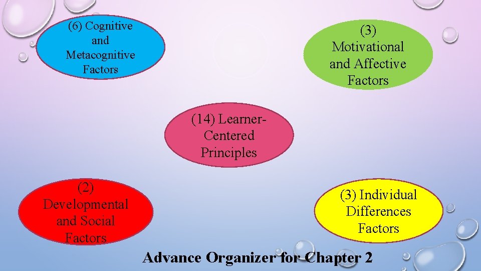 (6) Cognitive and Metacognitive Factors (3) Motivational and Affective Factors (14) Learner. Centered Principles