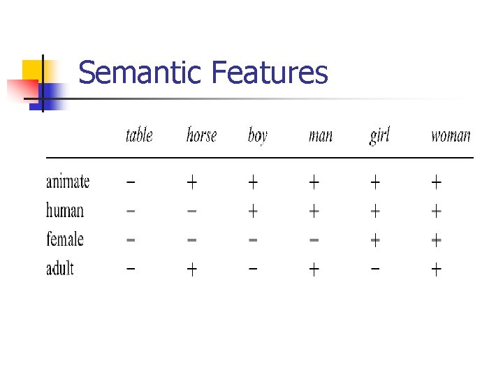 Semantic Features 