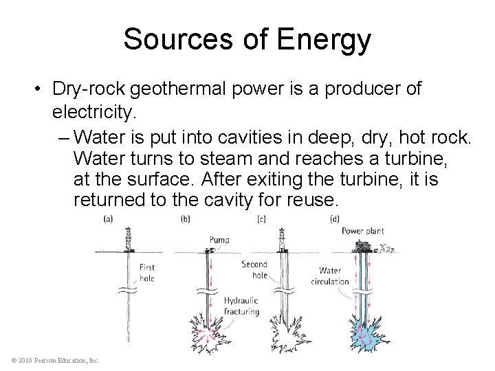 Sources of Energy • Dry-rock geothermal power is a producer of electricity. – Water