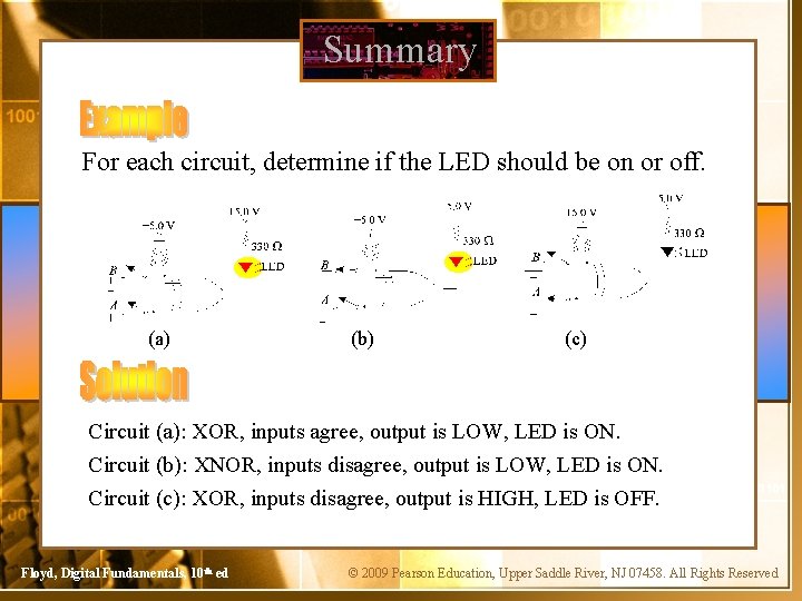 Summary For each circuit, determine if the LED should be on or off. (a)