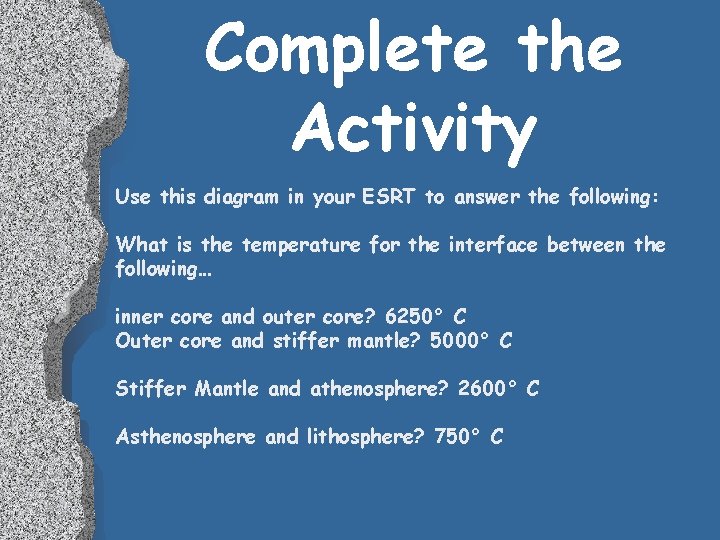 Complete the Activity Use this diagram in your ESRT to answer the following: What